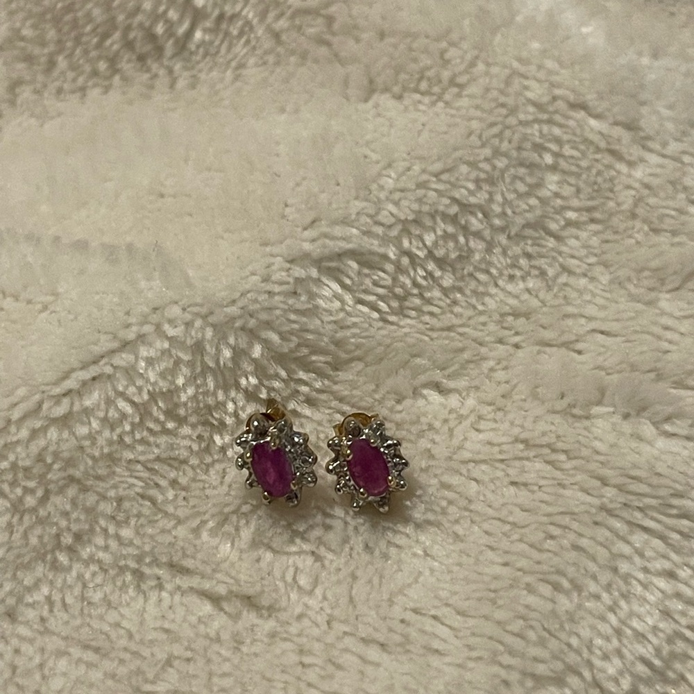 10k gold genuine ruby earrings